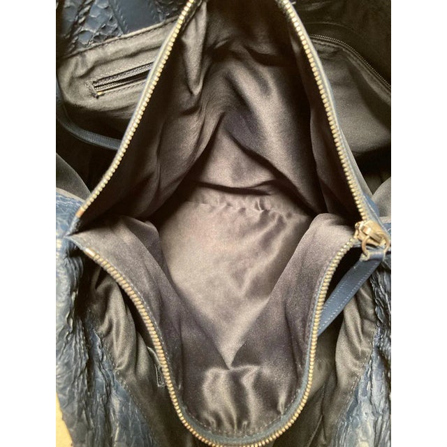 Chanel Navy Blue Quilted Matte Snakeskin Tote For Sale - Image 10 of 10