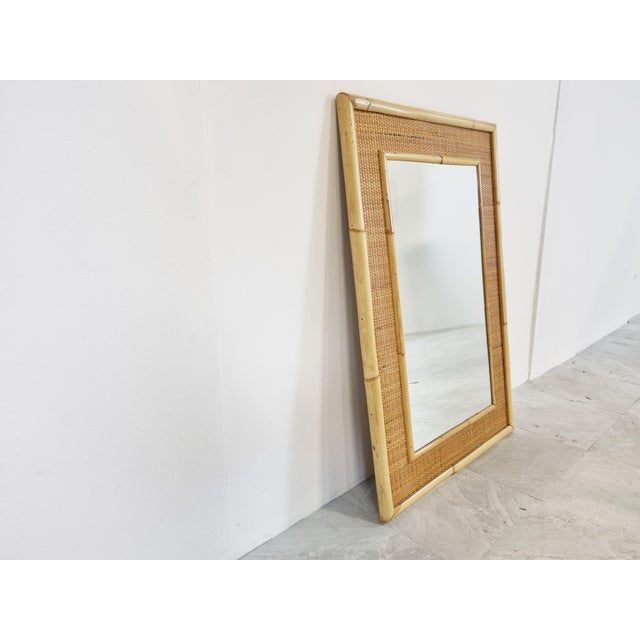 Mid-Century Bamboo Mirror attributed to Dal Vera, 1960s For Sale - Image 6 of 9