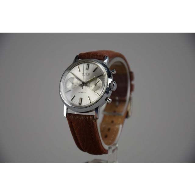 Silver Vintage BWC Swiss Made Chronograph, 1960 For Sale - Image 8 of 10