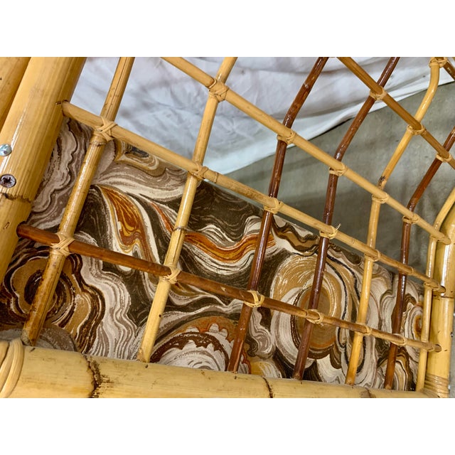 Rare Vintage 1980s Rattan and Bamboo Loveseat Sofa in the Style of Gervasoni With Original Upholstery For Sale - Image 9 of 12