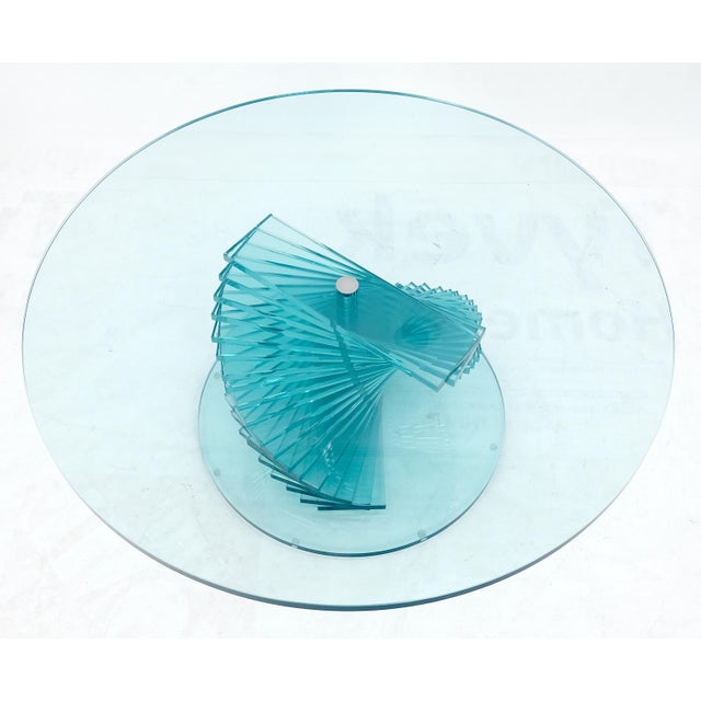 Mid-Century Modern Stacked Glass Fan Shape Base Round Coffee Table Italian Post Modern Mid Century For Sale - Image 3 of 13