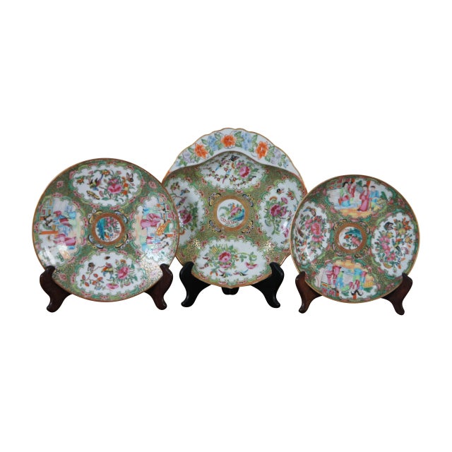 Chinese Antique 32 Piece 19th Century Chinese Export Mandarin Famille Rose Porcelain China For Sale - Image 3 of 12