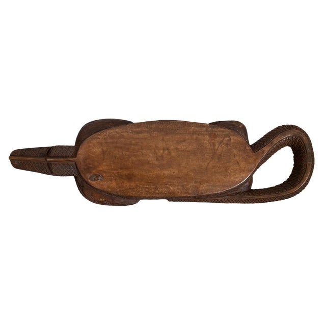 Vintage Mali Wood Tribal Lizard Stool Bench For Sale - Image 4 of 6