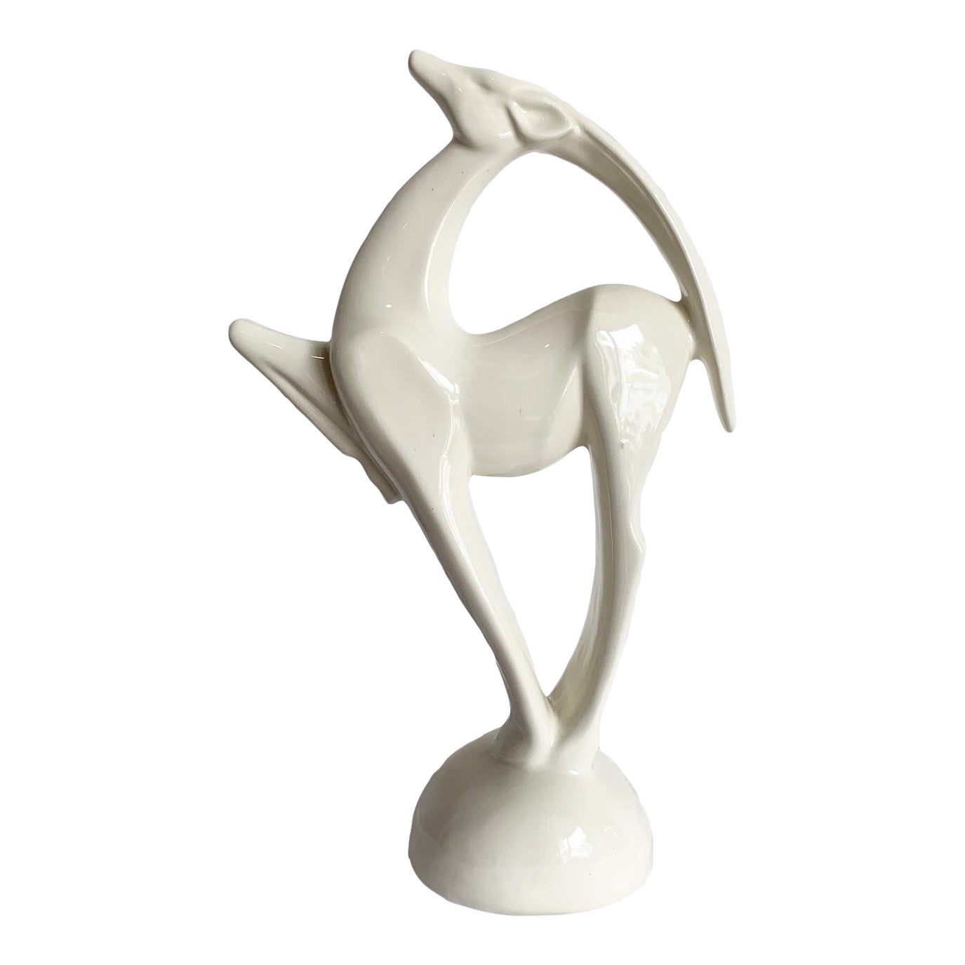 Postmodern White Ceramic Ibex Sculpture by Haeger Chairish