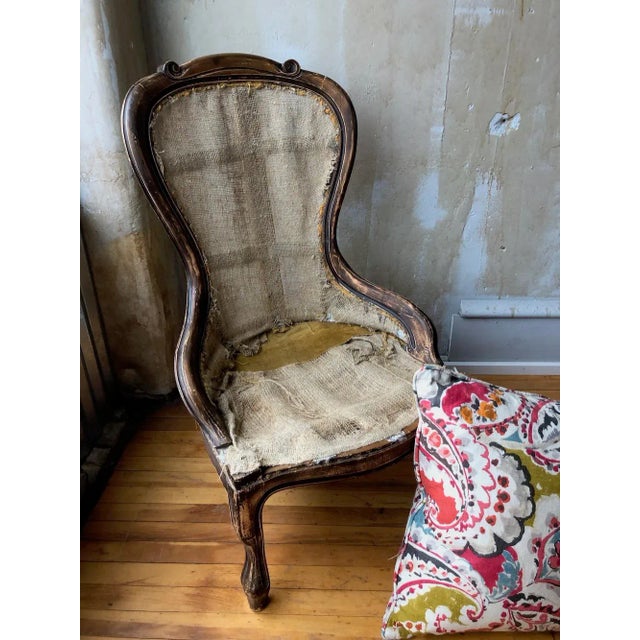 Italian Carved Chair Frame Covered in Hessian Scrim For Sale - Image 4 of 9