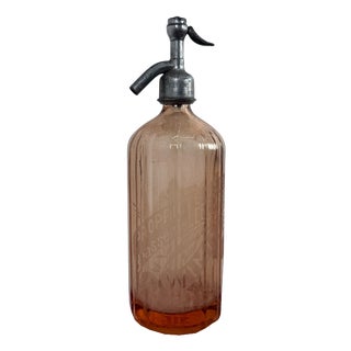 Antique French Pink Glass Seltzer Bottle, 1890s For Sale