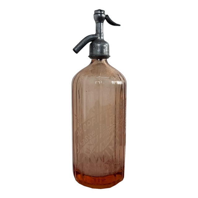 Antique French Pink Glass Seltzer Bottle, 1890s For Sale