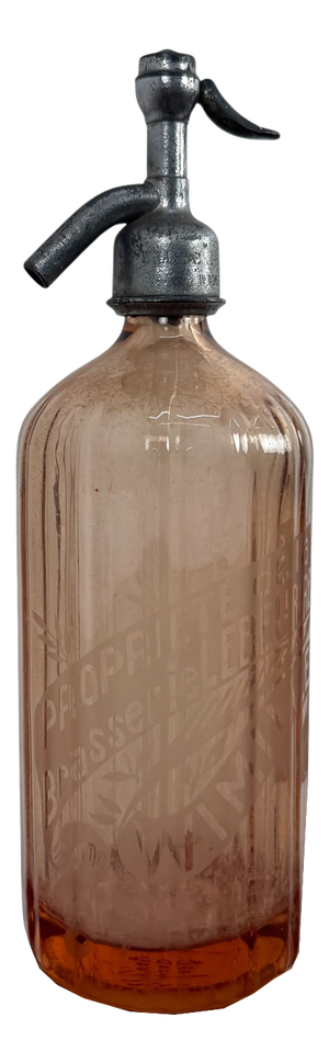 Antique French Pink Glass Seltzer Bottle, 1890s
