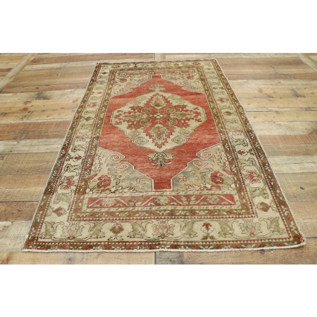 Textile Mid 20th Century Vintage Turkish Oushak Rug 03'04 X 05'07 For Sale - Image 7 of 10