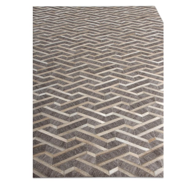 Dover Patchwork Leather/Viscose Beige/Ivory Rug - 8'x11' For Sale - Image 4 of 10