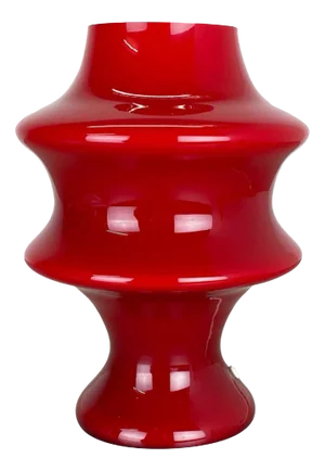German Mushroom Red Glass Desktop Light from Hustadt Lights, 1970s