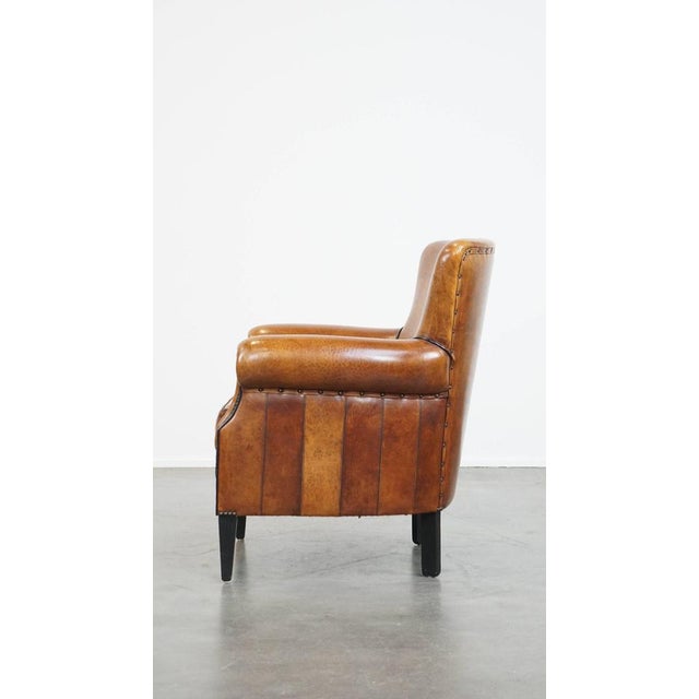 Leather Armchair in a Light Cognac Color For Sale - Image 5 of 12