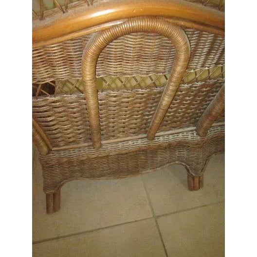 Beige 1980s Wicker Rattan Sofa With Fabric Cushion by Braxton Culler Furniture For Sale - Image 8 of 12