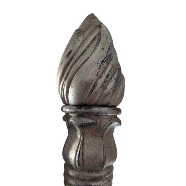 Wood Maitland-Smith Neoclassical Silver Leaf Dressing Floor Mirror For Sale - Image 7 of 18