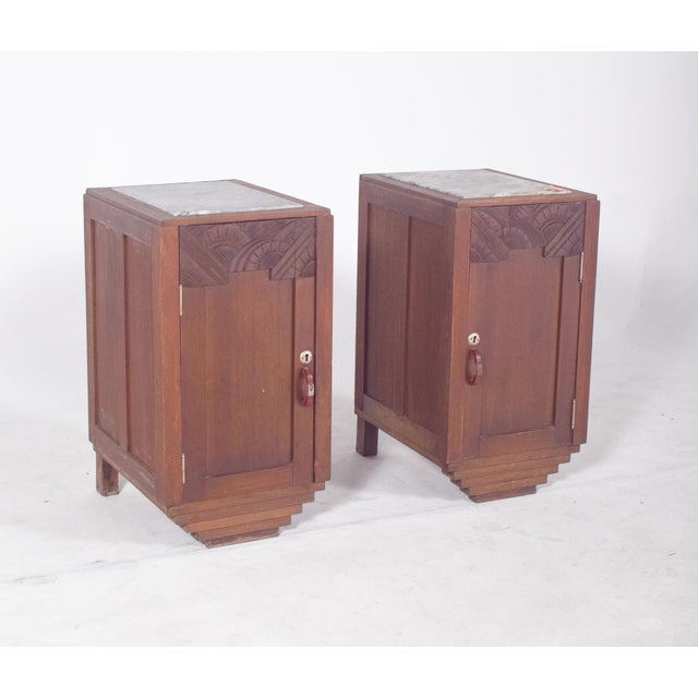 Wood Portuguese Art Deco Bedside Tables, 1920, Set of 2 For Sale - Image 7 of 10