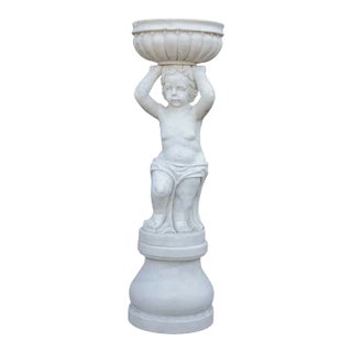 Neoclassical Style Figural Carved Marble Garden Planter For Sale