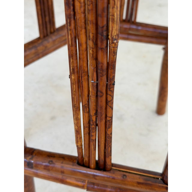 Mid 20th Century Vintage Coastal Bamboo Hexagonal Pedestal Plant Stand/Side Table For Sale - Image 5 of 12