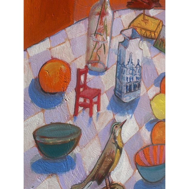 Large Oil Interior With Still Life Table Hartman For Sale In San Francisco - Image 6 of 7