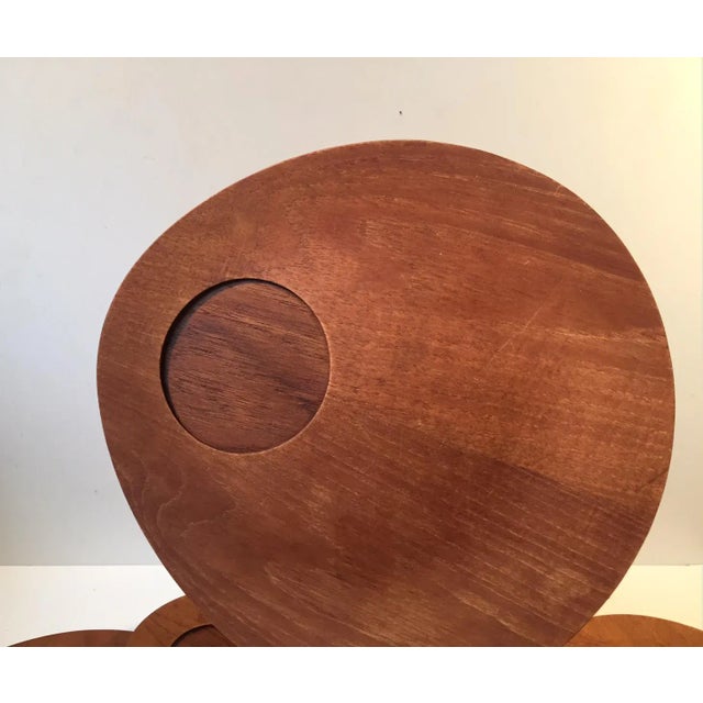 Mid-Century Modern Danish Teak Tear Drop Breakfast Plates, 1960s, Set of 8 For Sale - Image 3 of 8