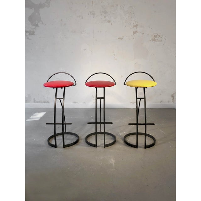 Post-Modern Bar Stools, France, 1980s, Set of 3 For Sale - Image 10 of 13