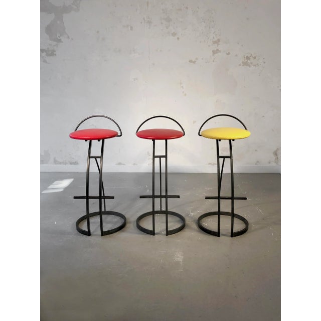 Postmodern Bar Stools, France, 1980s, Set of 3 For Sale - Image 10 of 13