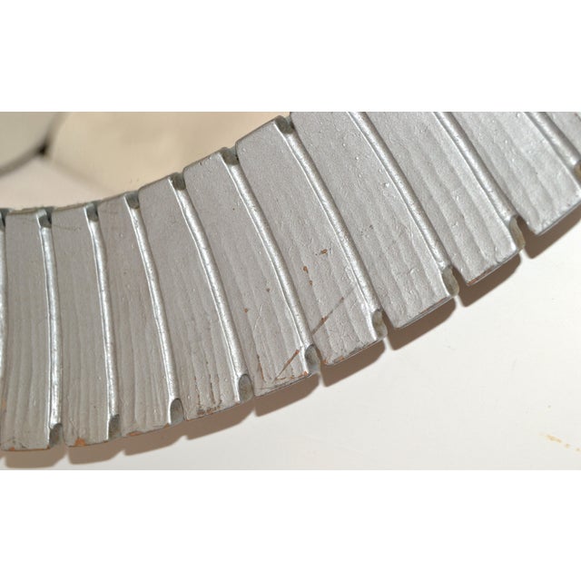 1980 Pair Decorative Oval Fluted Silver Sunburst Wall Mirrors Mid-Century Modern For Sale - Image 11 of 13