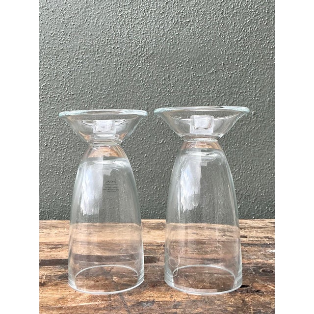 Late 20th Century Vintage Michael Graves Glass Candlesticks - A Pair For Sale - Image 5 of 12