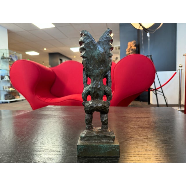 Joel Roux, Bronze Sculpture of a Tiki, Unique Work, 2000, in Flawless conditions. Designed from 2000 This piece has an...