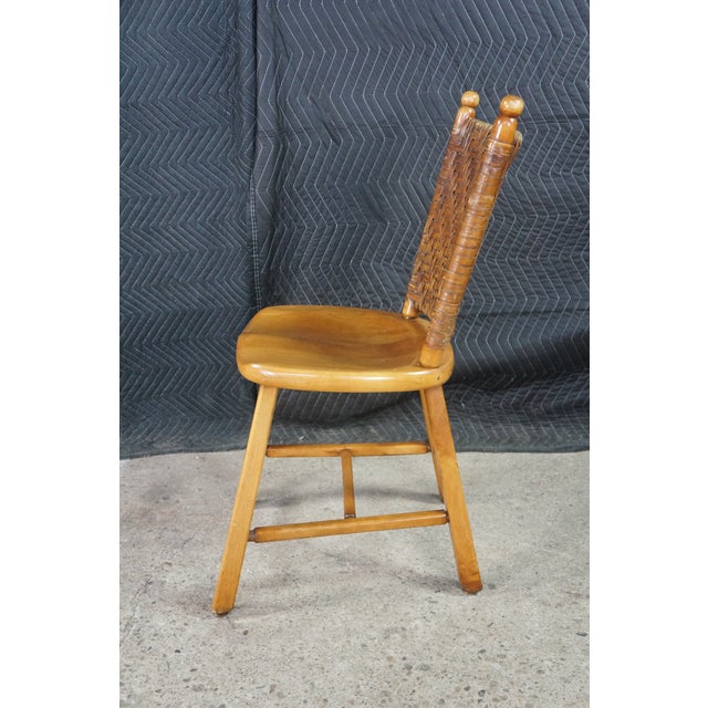 4 Vintage Old Hickory Arts & Crafts Rustic Oak Herringbone Dining Side Chairs For Sale - Image 6 of 18