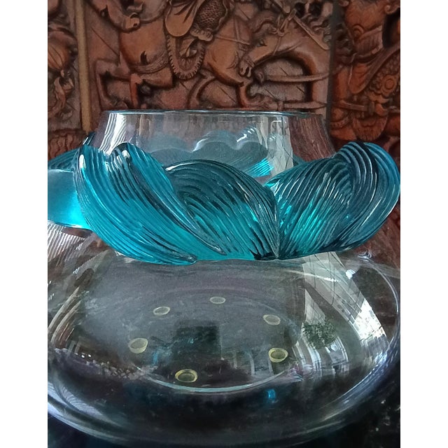 1990s Lalique Large Cyrus Frosted Crystal Coupe Bowl Centerpiece Art Deco For Sale In Orlando - Image 6 of 12