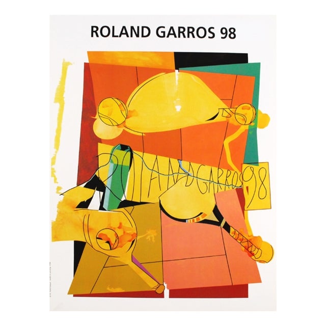 Roland Garros Tennis Lithograph Poster by Hervé Télémaque, 1998 For Sale