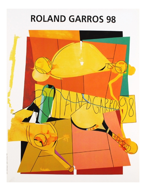 Roland Garros Tennis Lithograph Poster by Hervé Télémaque, 1998