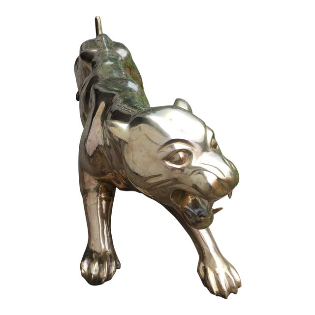 Large Scale Japanese Panther Sculpture in Brass For Sale