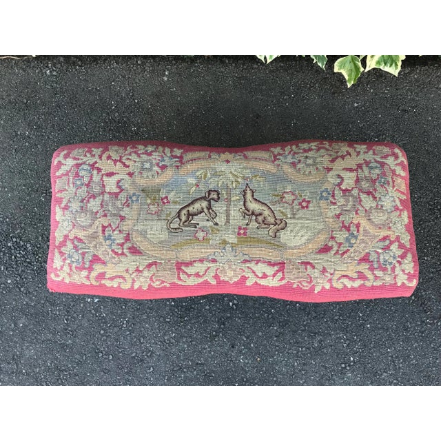 Early 20th Century Fox and Hound Needlepoint Louis XV-Style Bench For Sale - Image 10 of 11