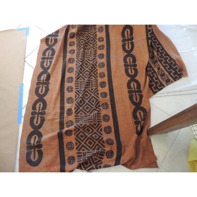 Vintage Large Black and Burnt Orange Mud-Cloth African Textile For Sale - Image 4 of 6