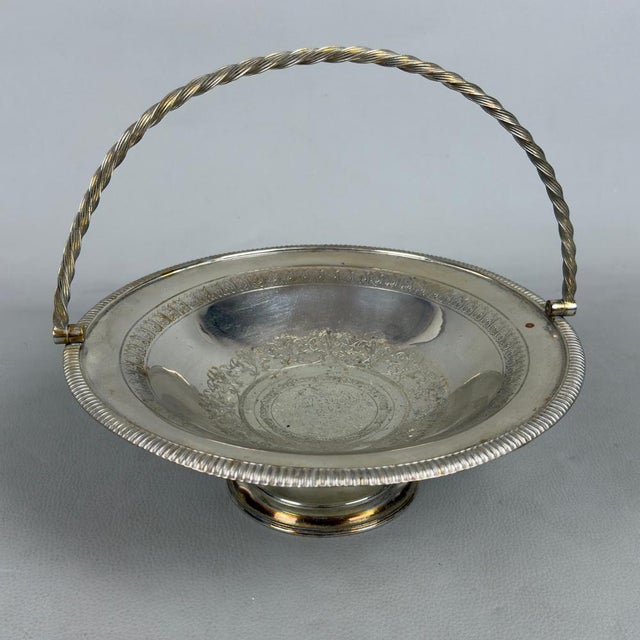 Silver-Plated Basket Centerpiece, 1800s For Sale - Image 4 of 12