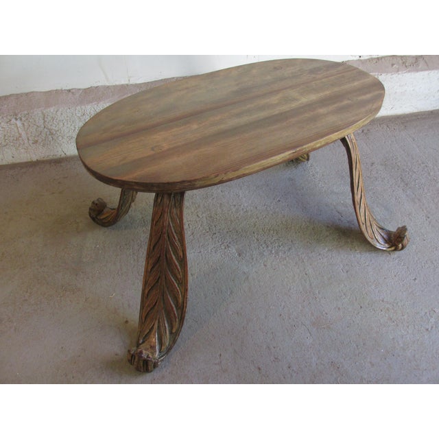1950s era Italian wooden bench with Baroque Style legs. Newly stripped, refinished, and detailed. Some traces of...