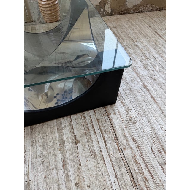 Coffee Table with Molded Base and Chrome, 1970s For Sale - Image 15 of 18