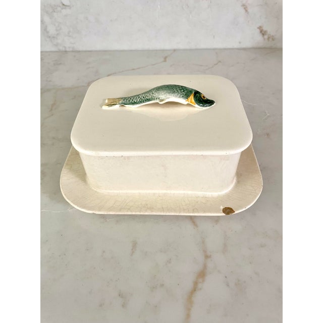 Mediterranean Antique German Ceramic Sardine Box For Sale - Image 3 of 9