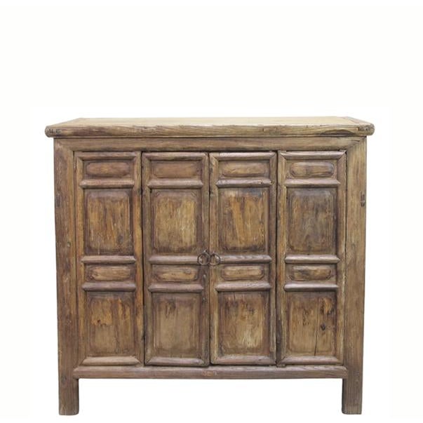 Naturally Aged 4 Panel Elm Cabinet For Sale