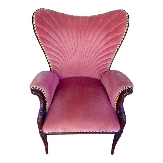 Vintage Pink Velvet High Back Chair Chairish