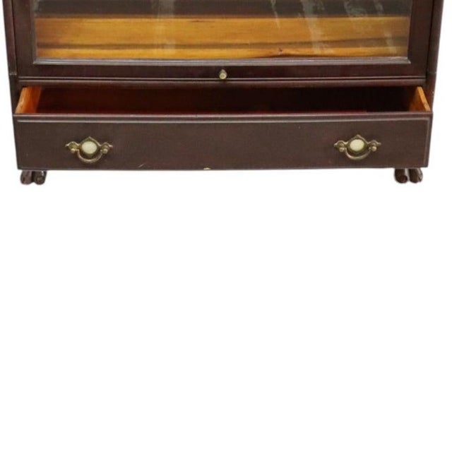 Brown Grand Rapids Arts & Crafts Mahogany 3 Stack Clawfoot Barrister Bookcase C1920 For Sale - Image 8 of 11