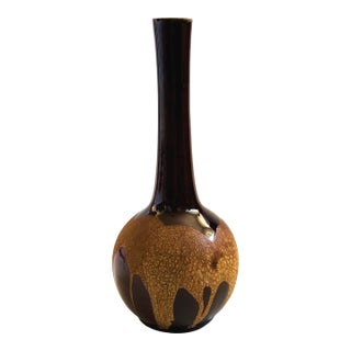 Mid Century Brown Pottery Vase For Sale