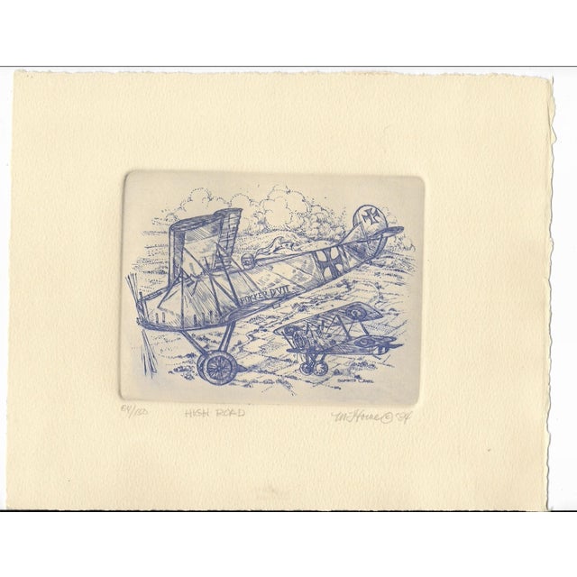 Etching by Colorado artist Marsha Howe, "High Road" pencil signed, dated 1984 and numbered 84 of 150. Sheet size: 10.25 x...