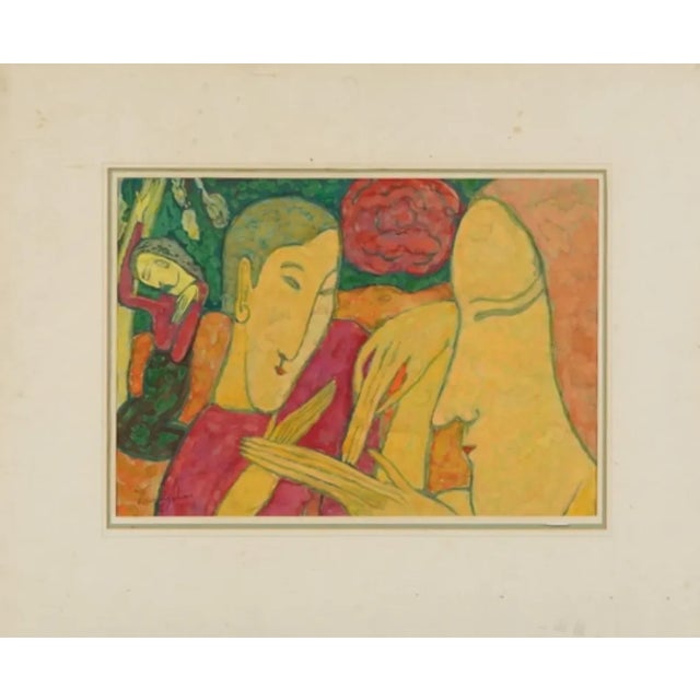 Chinese Artist, Figurative Scene, 1917, Watercolor For Sale - Image 4 of 4