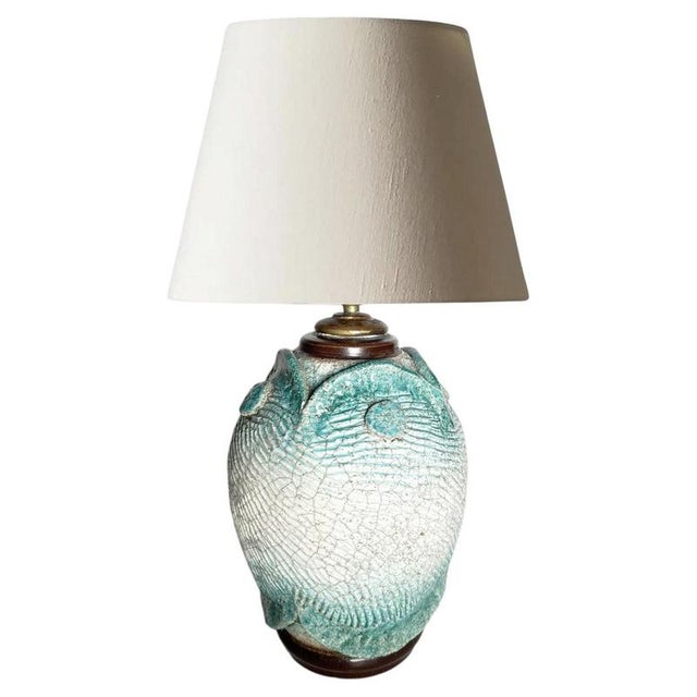 Raku Ceramic Table Lamp with Botanical Decoration, France, 1960s For Sale - Image 15 of 15