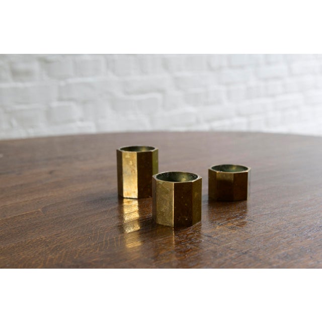 Brass Hexagon Candleholders from Gusum, Sweden, 1960s, Set of 3 For Sale - Image 15 of 16
