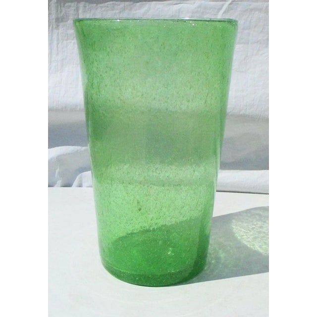 Large Bright Green Seeded Hand-Made Vase For Sale - Image 4 of 8