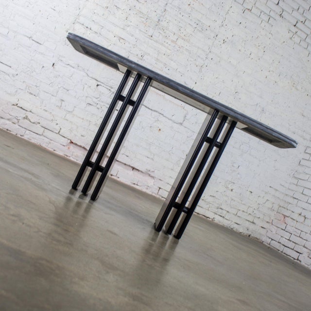 Late 20th Century Scandinavian Post Modern Sofa or Console Table Marble Rectangle Top by Bendixen Designs Made in Denmark For Sale - Image 4 of 18