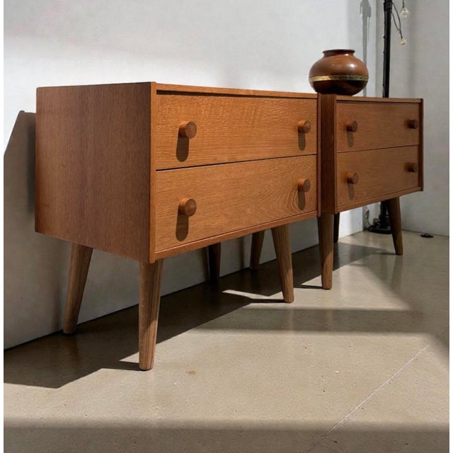 Mid-Century Modern Vintage Oak Bedside Tables from Ikea, Denmark, 1970s, Set of 2 For Sale - Image 3 of 10